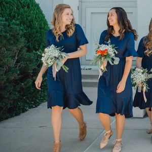 Navy blue mid length dress